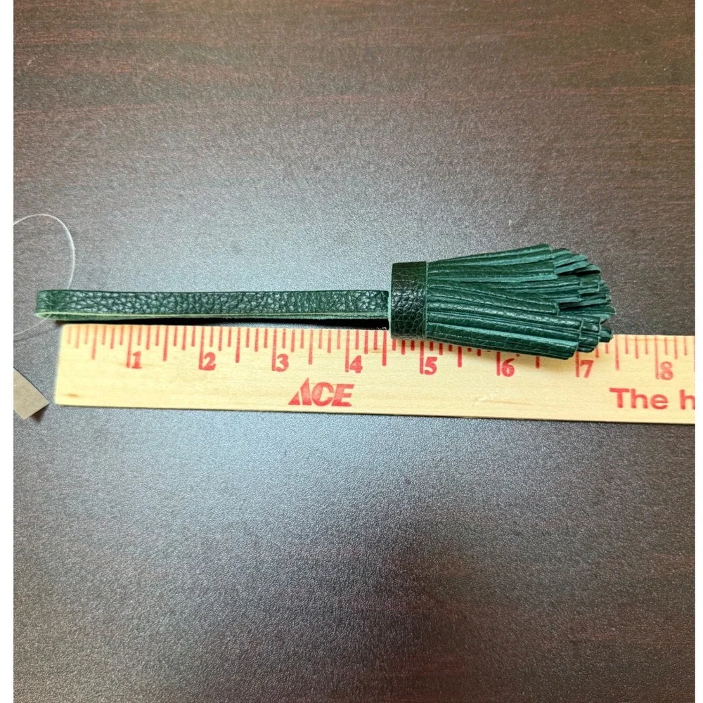 Portland Leather Forest Green Pebbled Leather Tassel Bag Charm Made in Mexico